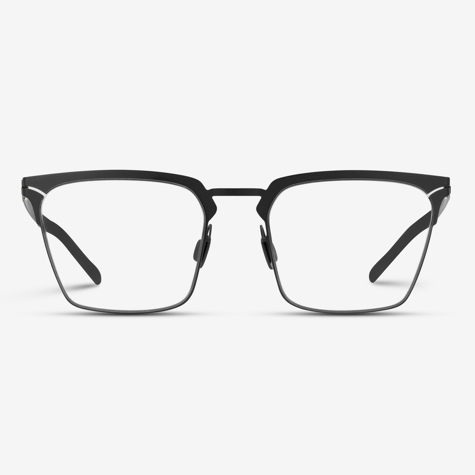 Obsidian Matte Black Screw-less Frame Titanium Horn Rimmed Blue Light Blocking Glasses with Anti-reflective Coating
